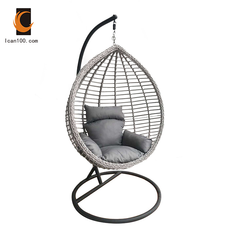 Hot Design Comfortable Iron Rattan A Swing Hanging Chair For Bedroom Egg Chair With Stand