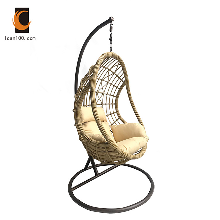 Hot Design Comfortable Iron Rattan A Swing Hanging Chair For Bedroom Egg Chair With Stand