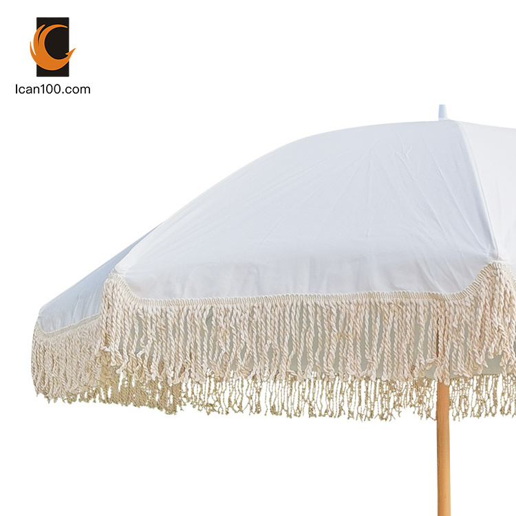 Fashion Luxury Leisure Style Bali Parasols Umbrella Folding Portable Beach Umbrella With Tassels