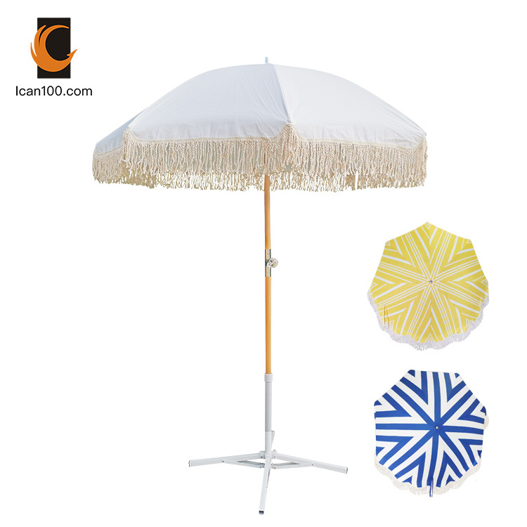 Fashion Luxury Leisure Style Bali Parasols Umbrella Folding Portable Beach Umbrella With Tassels