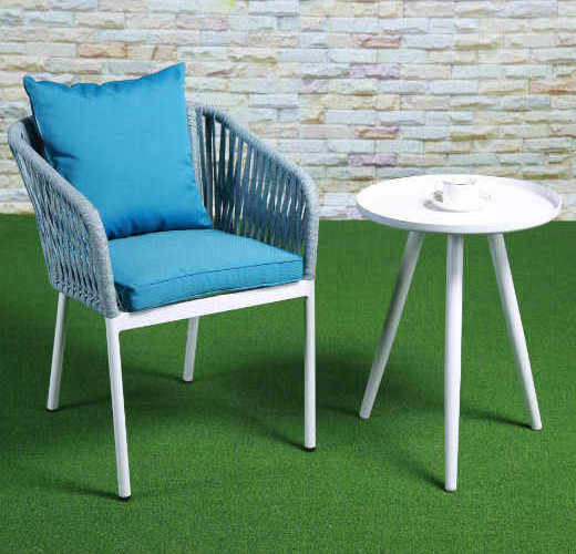 Modern Aluminum Patio Garden Sofas Set Villa Hotel Outdoor Small Round Aluminum Table And Rope Chairs Garden Lounge Set