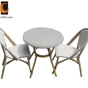 Outdoor Furniture Set Waterproof Bistro Patio Small Round Table 2 Chairs Rattan Dining Set Garden Furniture Rattan Dinning Set