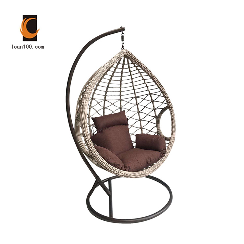 2022  Cheap Single Courtyard Outdoor Balcony Rattan Wicker Egg Swing Chairs Woven Living Room Hammock Hanging Chairs With Stand