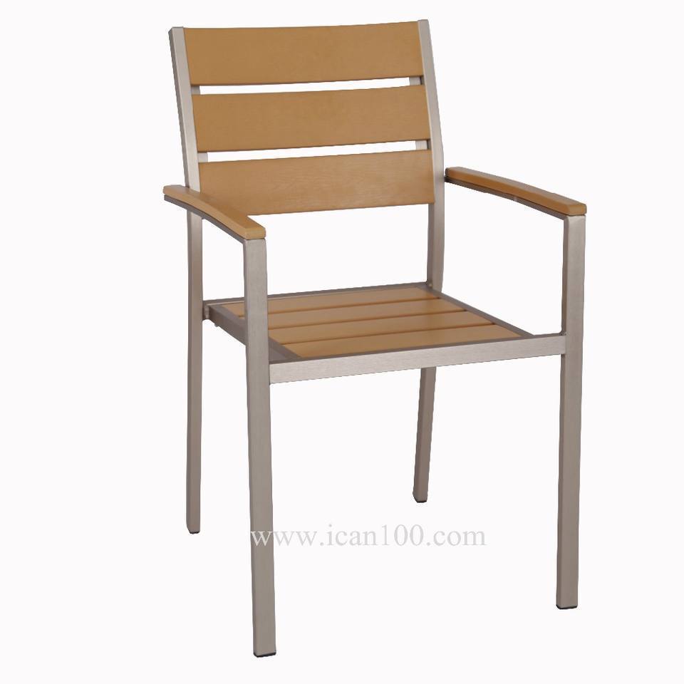 High Quality Stacking Banquet Chair Aluminum Outdoor Dining Arms Chairs Different Colours Wood Restaurant Cafe Chair