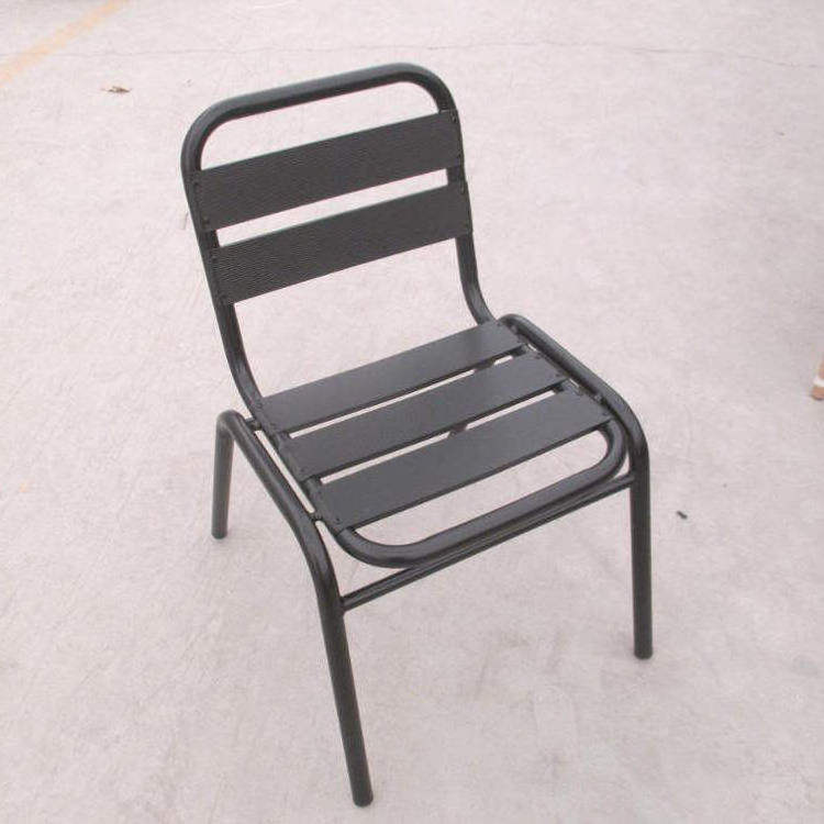 Black Dining Chair Modern Metal Bistro Chairs Cast Aluminum Stackable Armless Chairs