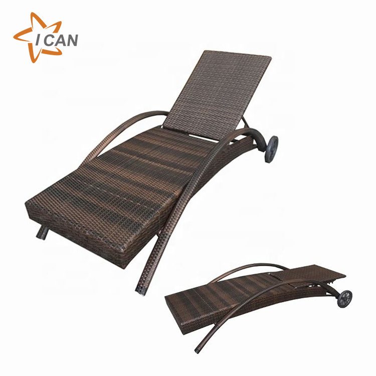 High Temperature Resistance Designer Folding Beach Chaise Lounge Chair Rattan Outdoor Pool Bed Beach Beds Rattan Lounge