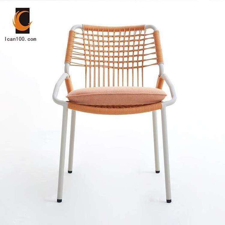 Fabric Metal Chairs Woven Rope Dining Outdoor Chair Seat Cushions Hotel Wedding Dining Chair For Banquet Hall