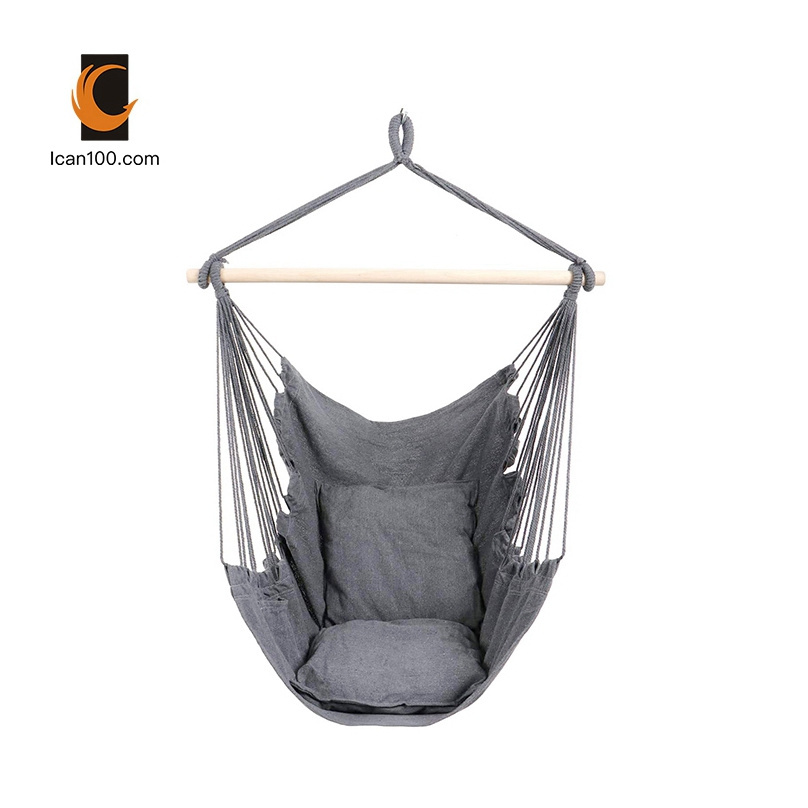 Canvas Hanging Chair Garden Outdoor Swing Hammock Camping With Wooden Hammock Chair Boho Hammock