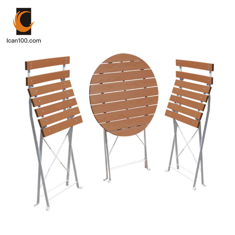 Camping Outdoor Wooden Composite Table And Chairs Set Portable Round Table Sets Teak Wood Folding Garden Chair And Tables