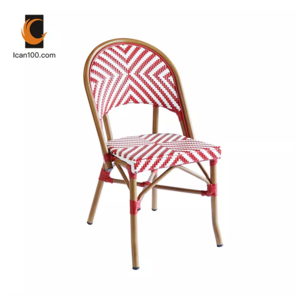 Stacking Pink Dining Chair Restaurant Coffee Shop Rattan Patio Furniture  French Bistro Chair