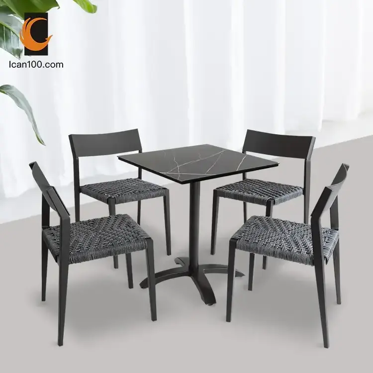 Cafe Patio Chairs Outdoor Stackable Outdoor Dining Chairs Minimalist Black Plastic Rattan Outdoor Chairs