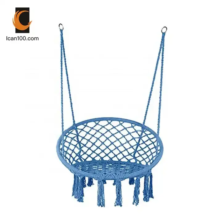 Indoor Outdoor Rope Living Room Hanging Swing Chairs Cotton Camping Hammock Hanging Basket Chair