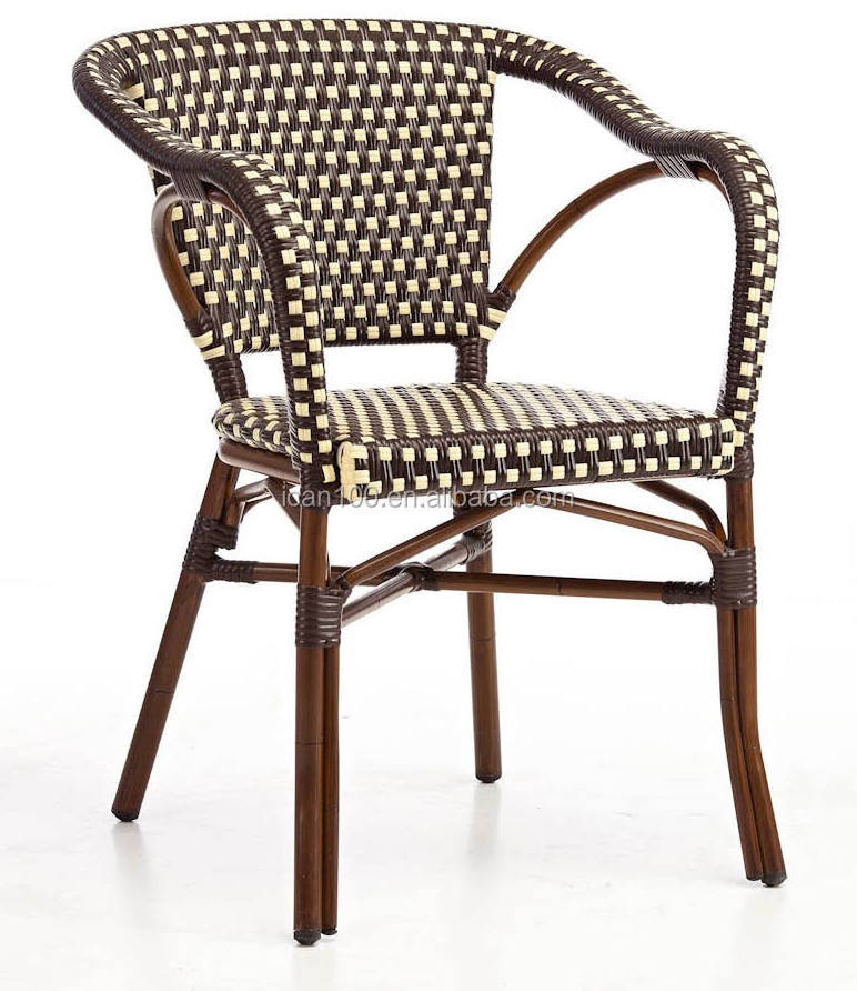 Wholesale Heavy Duty Rattan Arn Chair Dining Chair Rattan Back Black Patio Furniture Outdoor Garden Chair