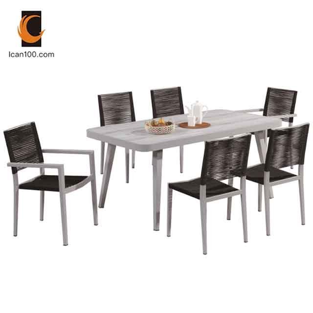 Wholesale Modern Black Rope 6 Chairs And Table Outdoor Garden Patio Outdoor Dinig Furniture Sets