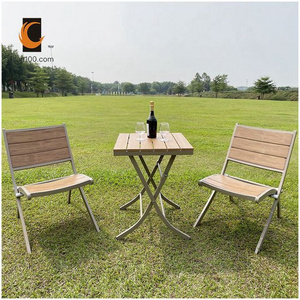 Portable Camping Dining Sets Bistro Square Fold Table And Chairs Wood Aluminum Outdoor Patio Furniture Sets