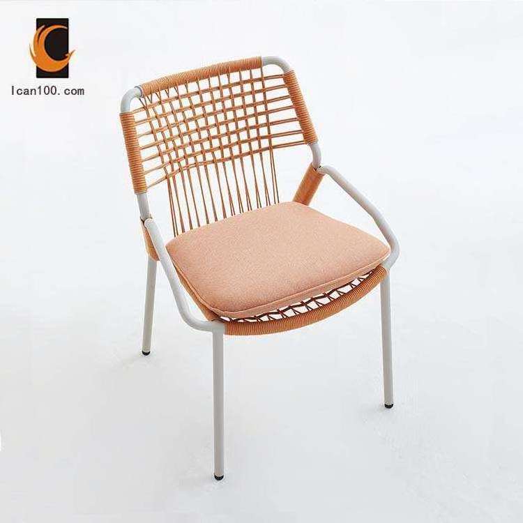 Fabric Metal Chairs Woven Rope Dining Outdoor Chair Seat Cushions Hotel Wedding Dining Chair For Banquet Hall