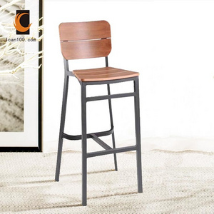 European Style Heavy Duty Wooden Taburetes De Stools Bar Chair Aluminum Plywood High Bar Chair Bar Stool High Chair