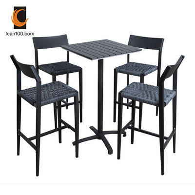 Patio Furniture Wood High Bar Table And Chair Set Dining Room Set Rattan 4 Chairs Garden Furniture High Dining Table Set