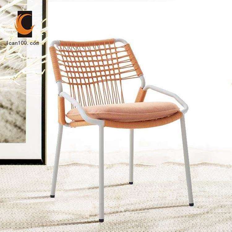 Fabric Metal Chairs Woven Rope Dining Outdoor Chair Seat Cushions Hotel Wedding Dining Chair For Banquet Hall