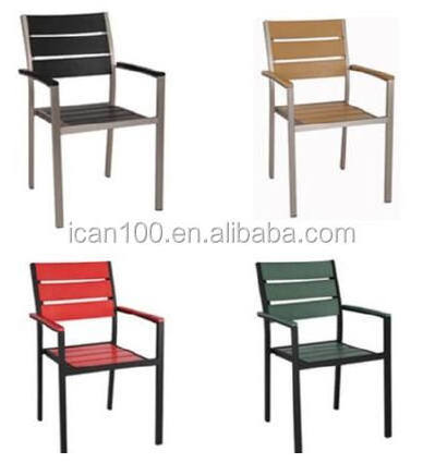 High Quality Stacking Banquet Chair Aluminum Outdoor Dining Arms Chairs Different Colours Wood Restaurant Cafe Chair