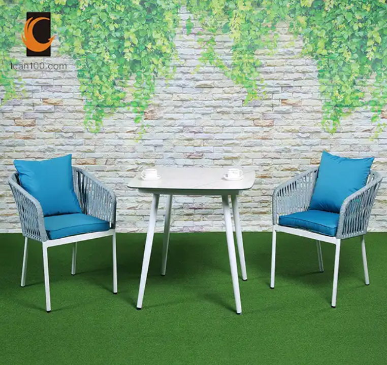 Cafe Restaurant Furniture Table And Chair Outdoor Furniture Set Rope Sofa Chairs Outdoor Lounge Set