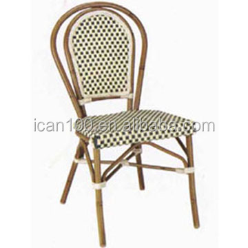 Outdoor Side Aluminum Rattan Bistro Stacking Chairs