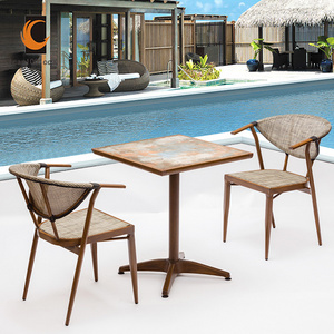 New Style Nordic Coffee Bistro Set 3 Piece Garden Patio Outdoor Set Furniture Unique Outdoor Rattan Coffee Table