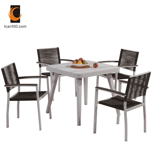 Wholesale Modern Black Rope 6 Chairs And Table Outdoor Garden Patio Outdoor Dinig Furniture Sets