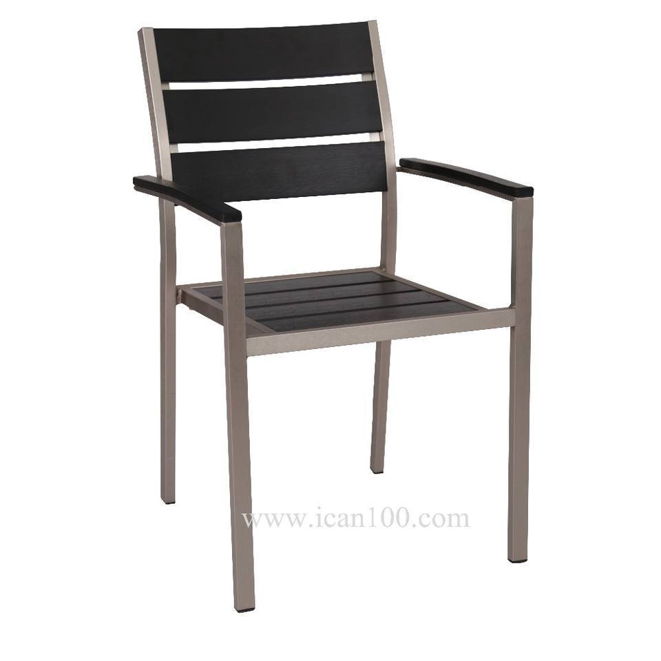 High Quality Stacking Banquet Chair Aluminum Outdoor Dining Arms Chairs Different Colours Wood Restaurant Cafe Chair