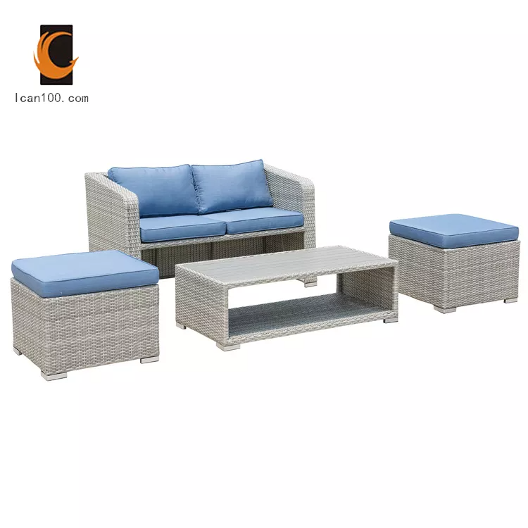 High Quality Furniture Set Rattan Wicker Garden Sofa Patio Sofa Lounger Set Living Room Furniture Sofa