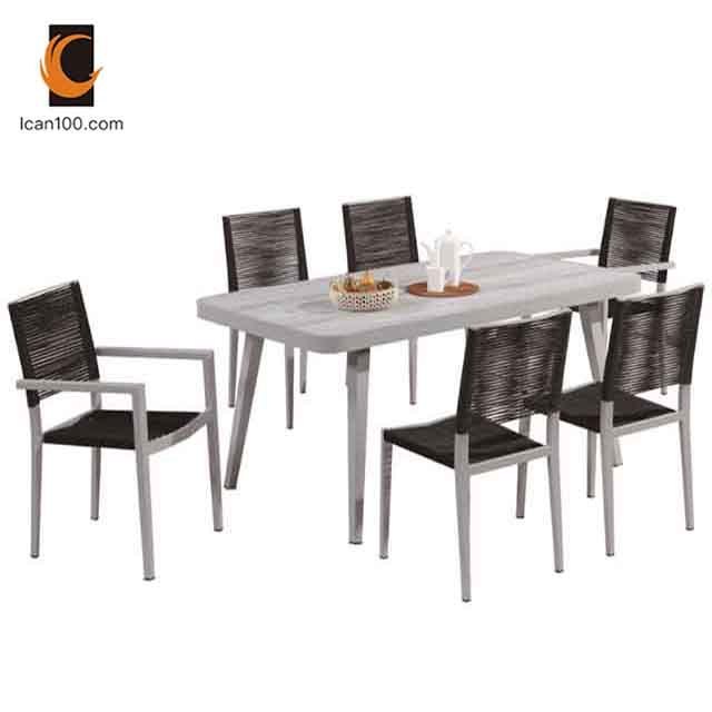 European New Style Turkish Style Black Table And Chairs Dining Room Set Furniture Rectangular Dinning Table Set