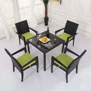 Garden Restaurant Dinning Table Set 4 Rattan Outdoor Aluminum Wicker Rattan Dining Table Set Patio Furniture Set