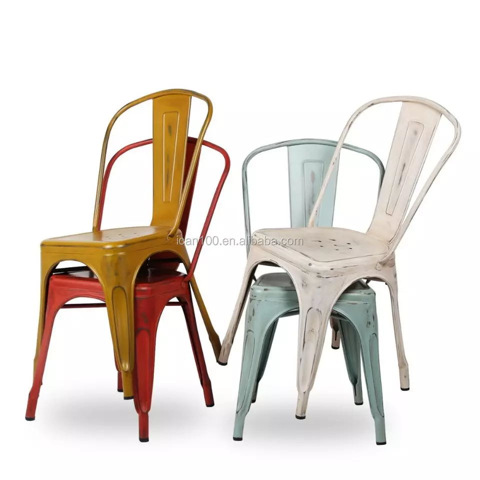 Hot Selling Metal Frame Garden Chairs Outdoor Furniture High Back Stack Outdoor Restaurant  Chair