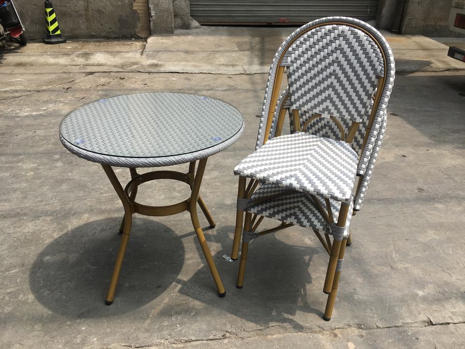 Wholesale Modern Patio Table And 2 Chair Set Rattan Aluminum Dining Table Chairs Sets