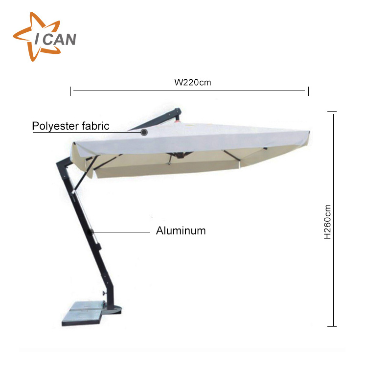 Anti-aging Restaurant Cantilever Solar Big Umbrella Square Parasol