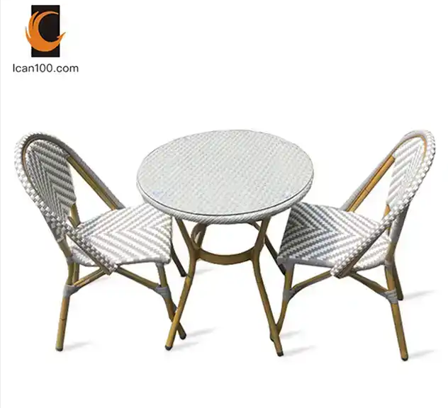 Customization Outdoor Rattan Cafe Chair Set Rattan Patio Dinning Set Bistro Garden Furniture Cafe Chair Set