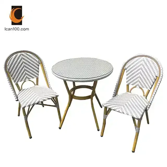 Customization Outdoor Rattan Cafe Chair Set Rattan Patio Dinning Set Bistro Garden Furniture Cafe Chair Set