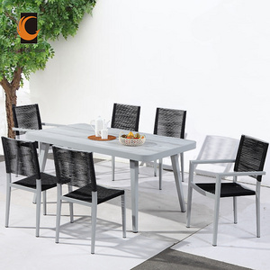 European New Style Turkish Style Black Table And Chairs Dining Room Set Furniture Rectangular Dinning Table Set