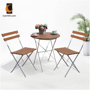 Camping Outdoor Wooden Composite Table And Chairs Set Portable Round Table Sets Teak Wood Folding Garden Chair And Tables