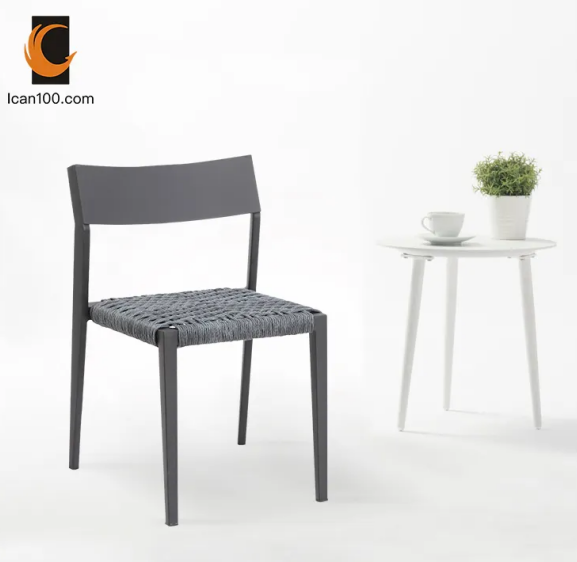 Cafe Patio Chairs Outdoor Stackable Outdoor Dining Chairs Minimalist Black Plastic Rattan Outdoor Chairs