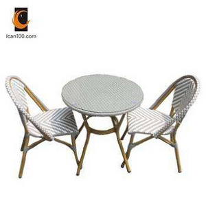 Dining table 2 Seater Set White Modern Garden Outdoor French Bistro Furniture Rattan Outdoor Furniture Set