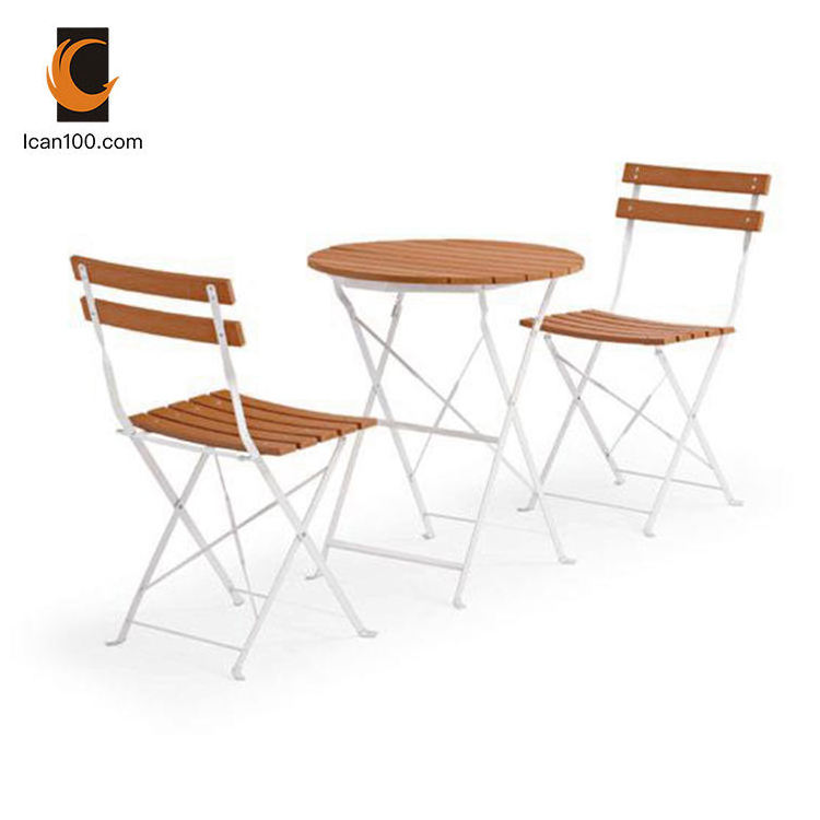 Camping Outdoor Wooden Composite Table And Chairs Set Portable Round Table Sets Teak Wood Folding Garden Chair And Tables