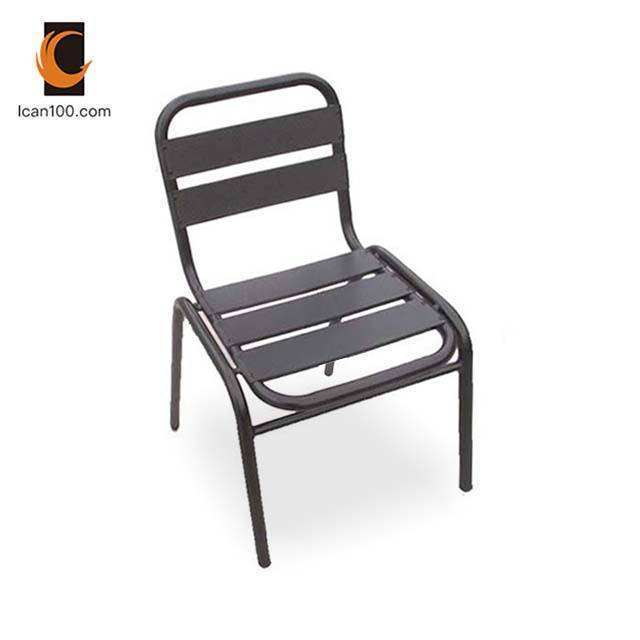 Black Dining Chair Modern Metal Bistro Chairs Cast Aluminum Stackable Armless Chairs