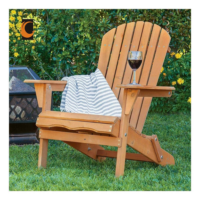 Hot Selling Garden Patio Outdoor Morden Folding Wood Adirondack Chair Garden Leisure Chair With Wooden Stand Wood Beach Chair