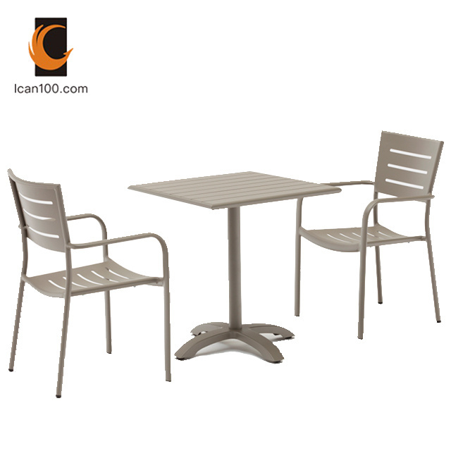 Wholesale Aluminum Dining Table And Chairs Set Outdoor silla para restaurante Metal  Outdoor Bistro Dining Furniture Set