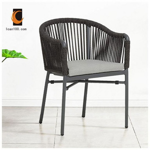 Nordic Black Accent Chair Outdoor Balcony Rope Dining Room Leisure Arm Chair For Living Room Chair