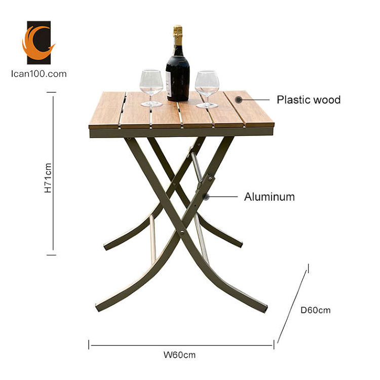 Portable Camping Dining Sets Bistro Square Fold Table And Chairs Wood Aluminum Outdoor Patio Furniture Sets