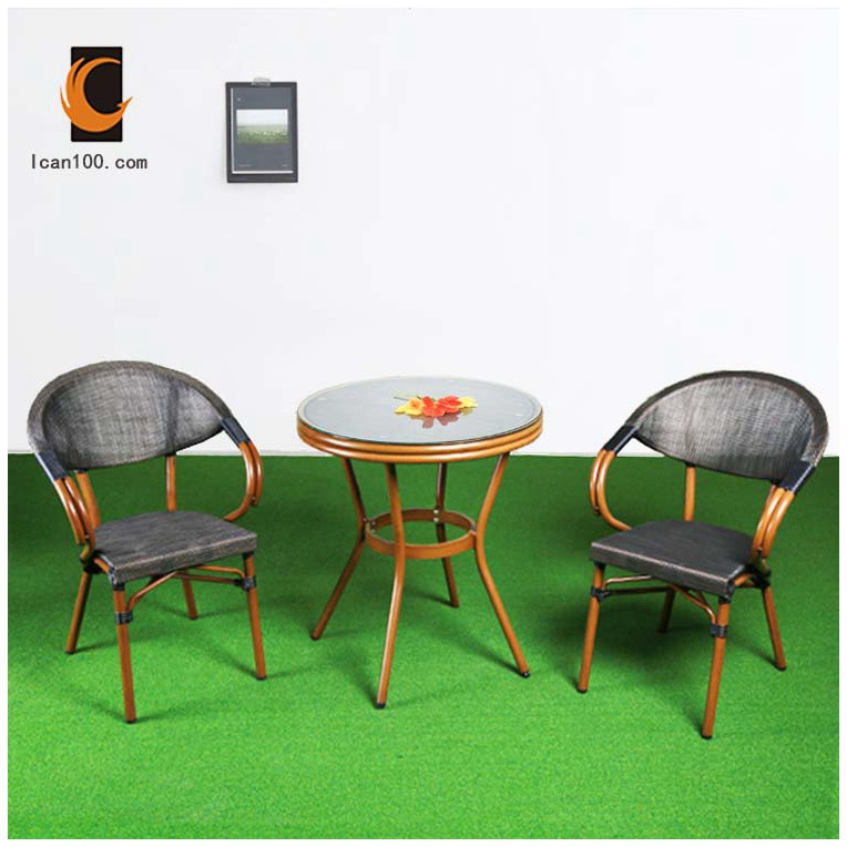 High Quality Round Dining Table Set 2 Chairs Rattan Patio Garden Sets Rattan Outdoor Furniture set giardino