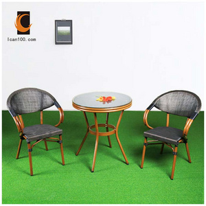 High Quality Round Dining Table Set 2 Chairs Rattan Patio Garden Sets Rattan Outdoor Furniture set giardino