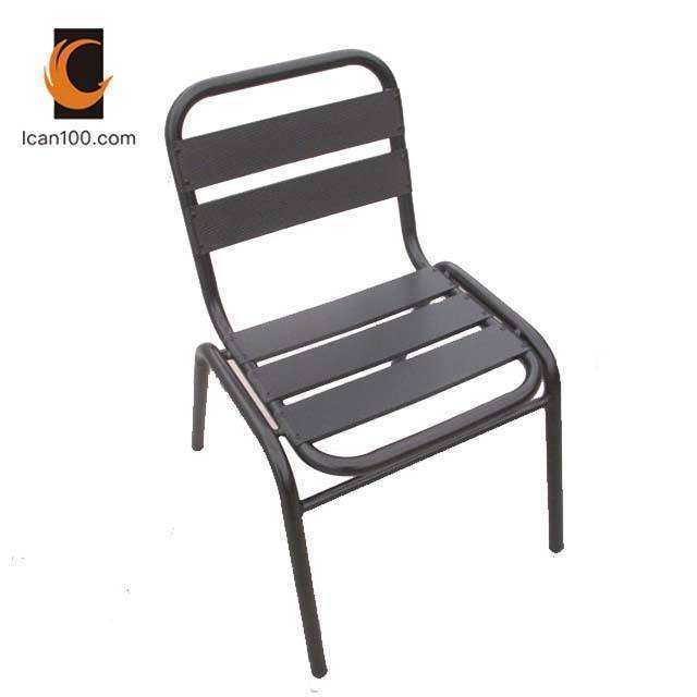 Black Dining Chair Modern Metal Bistro Chairs Cast Aluminum Stackable Armless Chairs